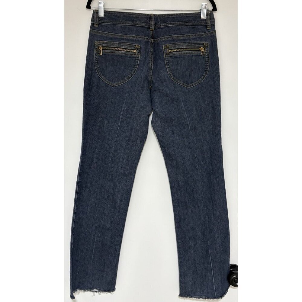 Michael Kors Women’s Straight Leg Raw Hem Jeans Gold Zippers Size 6 - Picture 2 of 8
